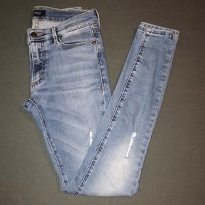 Light wash distressed jeans